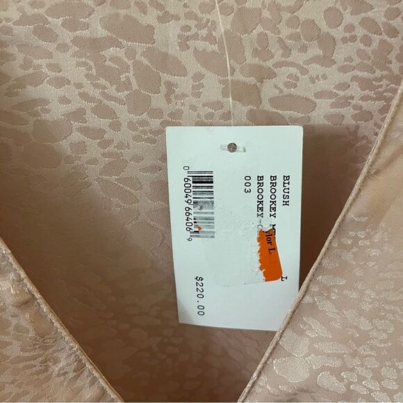 Saylor Brookey Jacquard Blush Pink Mini Ruffled Sleeves‎ Deep Dress V-Neck L NWT - Picture 12 of 16